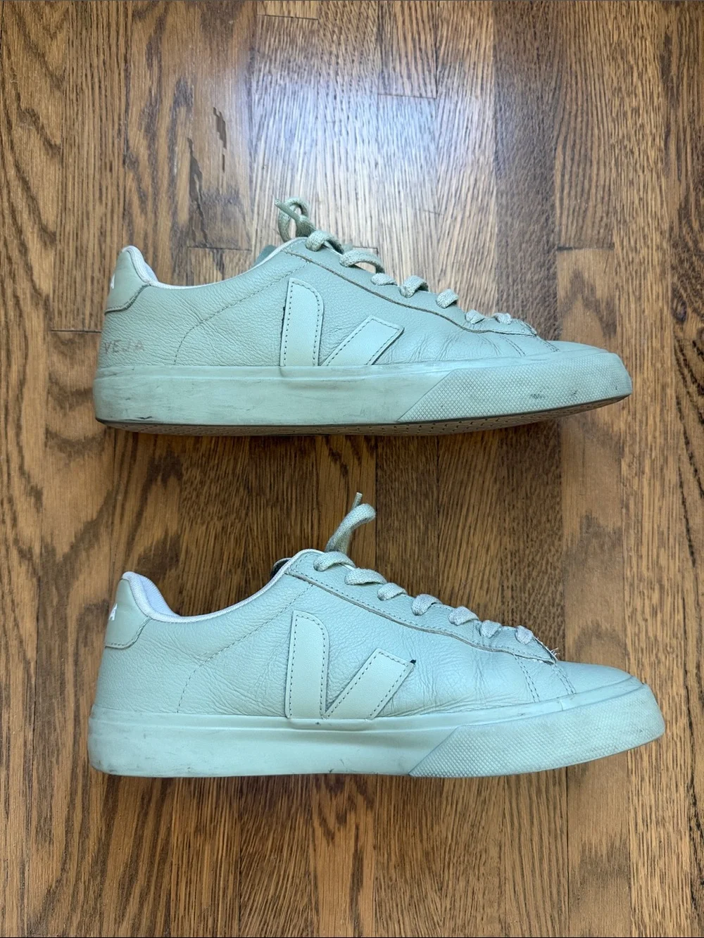 Veja Mint Green Leather Sneakers